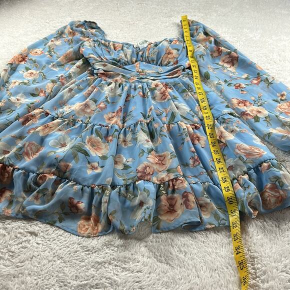 Steps NY Sweetheart floral print smocked bodice bishop sleeve peasant dress, med - Picture 4 of 9